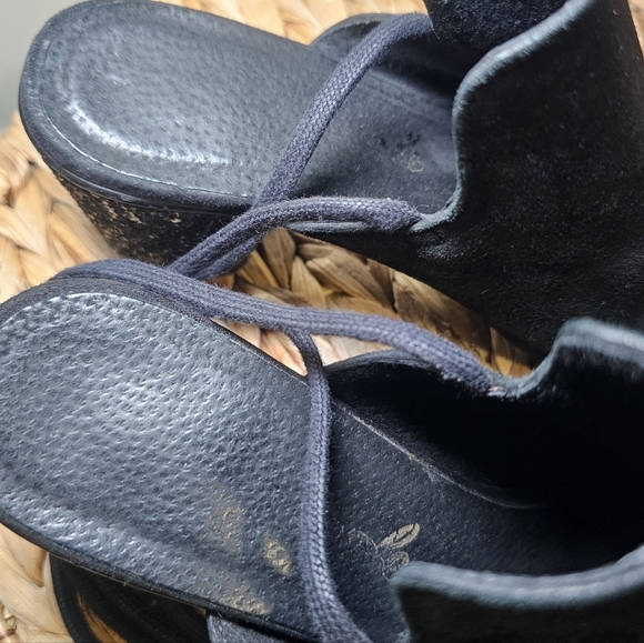 Free People Sparkler Mule Glitter Heel Black Suede Lace Back Block Heel Size 40 - Picture 9 of 12